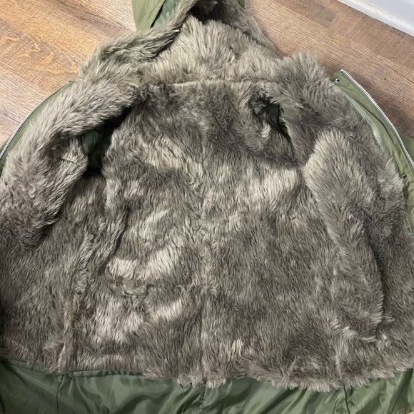 VINTAGE ZIP OUT FAUX FUR LINED MILITARY STYLE BARN JACKET chore fisherman scandi - Picture 7 of 12